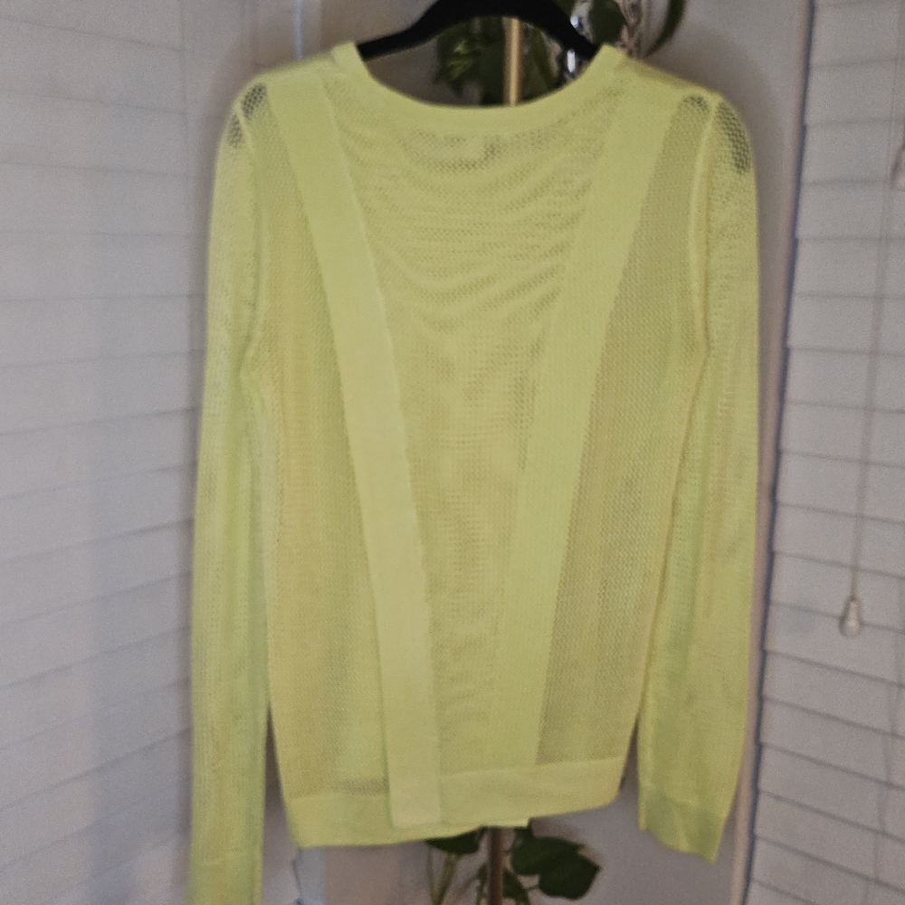 Cabi Lemon Lime Split Back Mesh Pullover Sweater - image 2